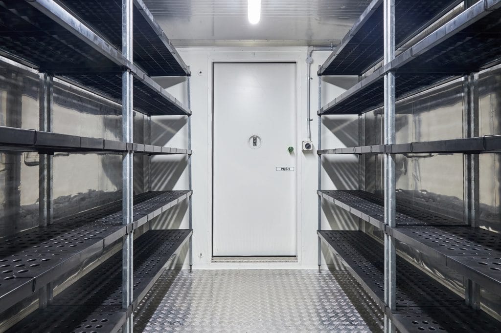 Custom cold room accessories includes shelving, lights and insulated cold room doors
