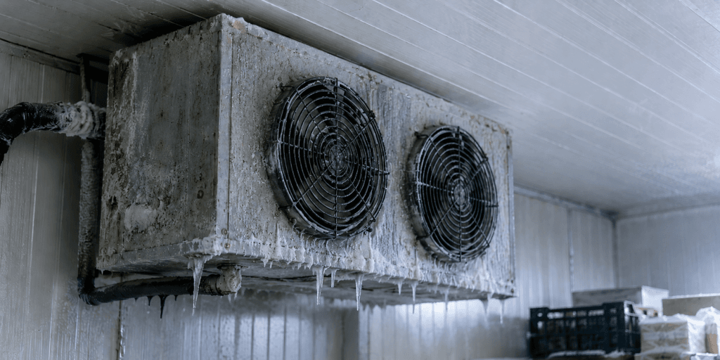 ice build up on a commercial refrigeration unit